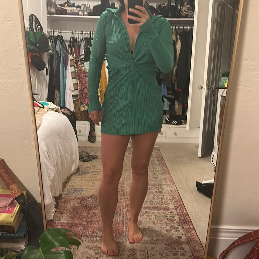 ASOS ribbed green mini dress
